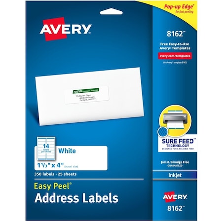 Avery Label, Ezpeel, Inkjt, 1.3X4, We AVE8162
